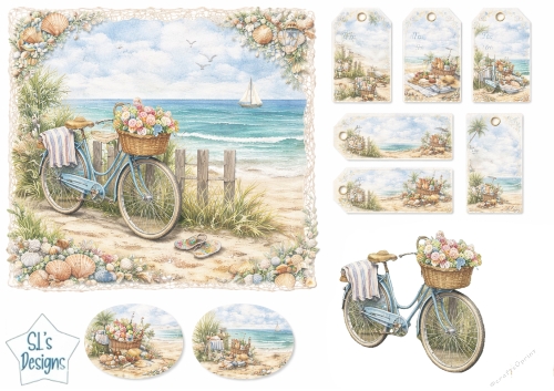 Vintage Beach Bicycle Gift Tags – Coastal Summer Printable Set