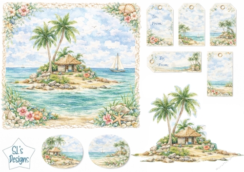 Tropical Island Gift Tags – Paradise Beach Printable Set