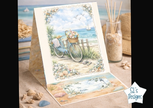 Beach Bicycle Greeting Card – Coastal Summer Printable Card & Tag
