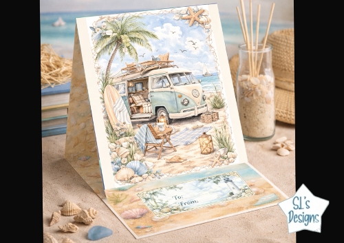 Beach Camper Van Greeting Card – Coastal Summer Printable Card