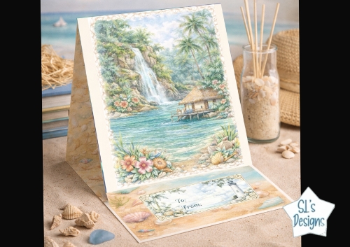Tropical Waterfall Greeting Card – Paradise Island Printable Card