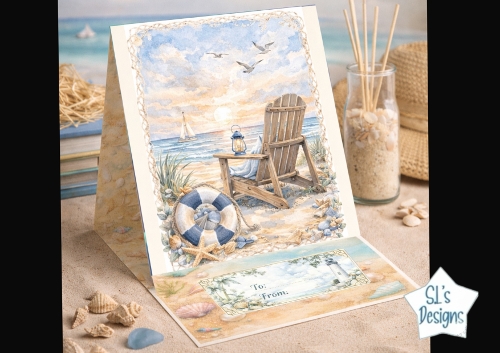 Sunset Beach Chair Greeting Card – Coastal Summer Printable Card