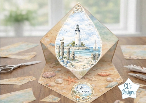 Lighthouse Pop‑Up Card – Nautical Coastal Printable Craft