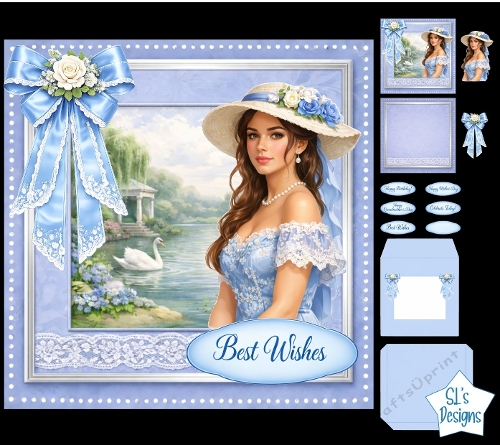 Elegant Lady by Lakeside Cardmaking Kit With Swan, Pavilion