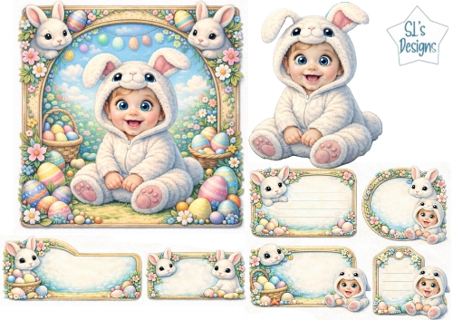 Cute Baby Bunny Easter Labels & Toppers – Spring Rabbits, Eggs & Pastel Decorations