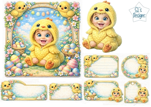 Cute Baby Chick Easter Labels & Toppers – Spring Eggs, Chicks & Pastel Decorations