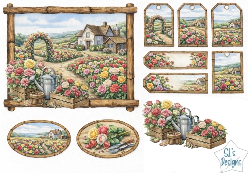 Rose Garden Countryside Gift Tags & Labels Printable Sheet