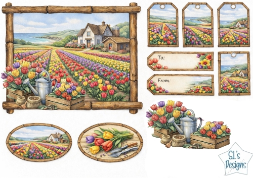 Tulip Farm Countryside Gift Tags & Labels Printable Sheet