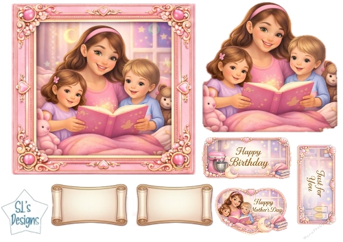Bedtime Story Mum – Birthday, Mothers Day & Just for You Card Topper Set