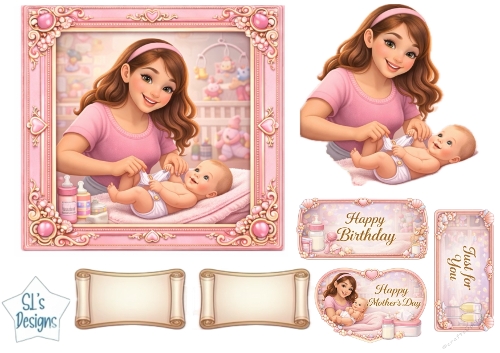 New Mum & Baby Nursery – Birthday, Mothers Day & Just for You Card Topper Set