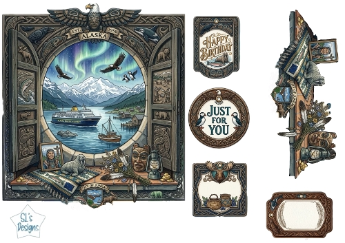 Alaska Heritage & Landscape – Birthday, Just for You & Scenic Card Topper Set