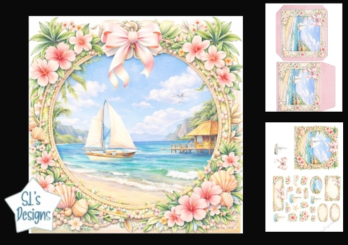Tropical Beach Paradise Kit with Matching Envelope & Embellishments (1)