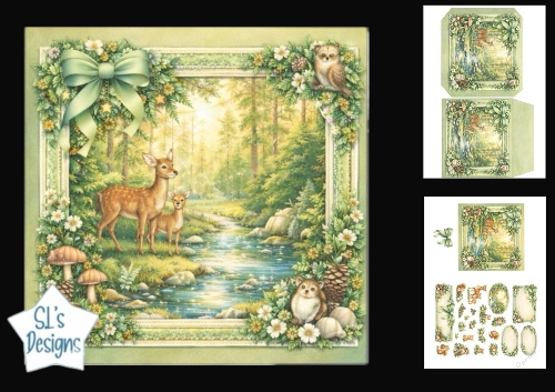Woodland Deer & FawnKit with Forest Animals, Frame & Matching Envelope (2)