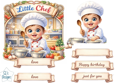 Little Chef Baby Kitchen Birthday Topper & Printable Card Kit ...