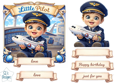 Little Pilot Kids Birthday Topper & Printable Card Kit