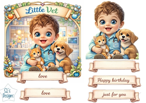 Little Vet Kids Animal Care Birthday Topper & Printable Card Kit