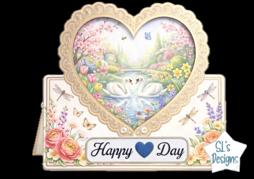 Romantic Swan Heart Frame Card Front for Love & Special Occasions