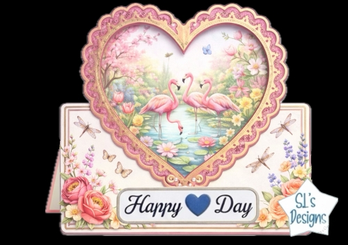 Romantic Flamingo Heart Frame Card Front for Love & Special Occasions