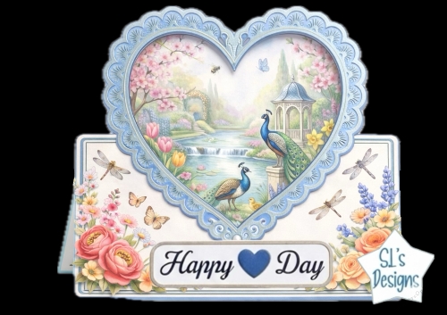 Romantic Peacock Heart Frame Card Front for Love & Special Occasions