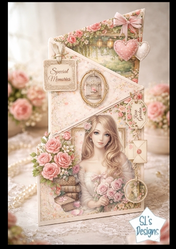 Vintage Rose Garden Lady Special Memories Card Topper
