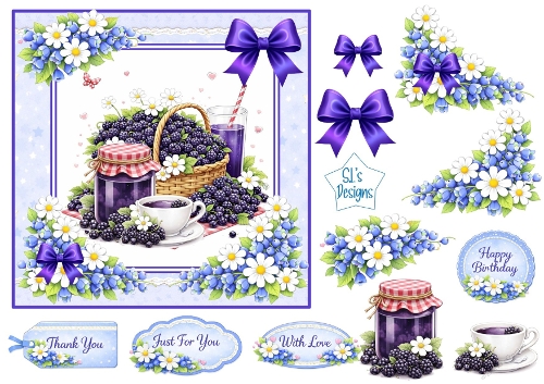 Blackberry Basket & Floral Tea Time – Card Making Topper Set