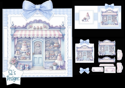 Pastel Bakery Shop Birthday Card Topper Kit