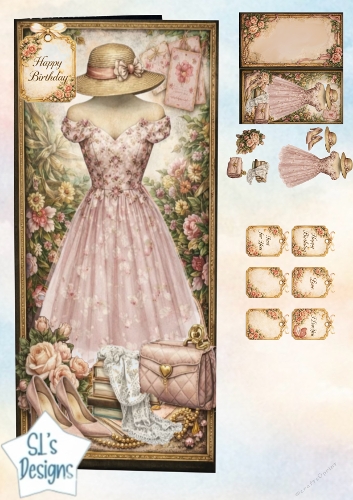 Vintage Floral Boutique Birthday Card Topper 