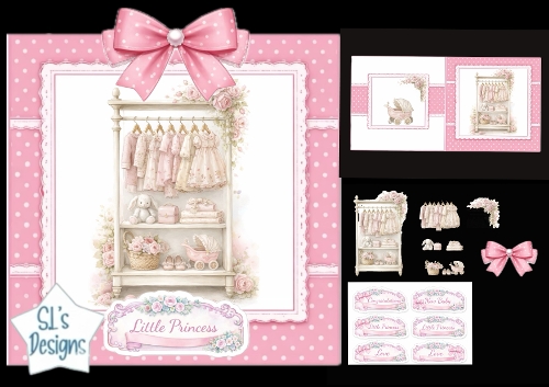 Little Princess Baby Girl Wardrobe Card Topper & Embellishment Kit