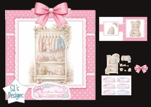 Ravishing Young Girl Wardrobe Card Topper & Feminine Embellishment Kit