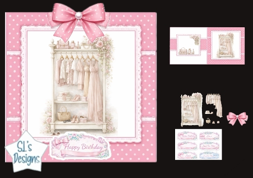 Feminine Wardrobe Happy Birthday Card Topper & Pastel Embellishment Kit