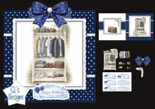 Mens Wardrobe Happy Birthday Card Topper & Masculine Embellishment Kit