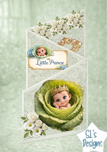 Little Prince Baby in Cabbage Card Topper – Cute Royal Newborn Printable