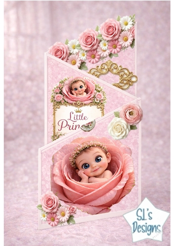Little Princess Baby in Rose Card Topper – Sweet Newborn Girl Printable