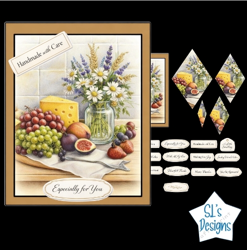 Rustic Fruit & Floral Labels – Elegant Sentiments for Handmade Cards
