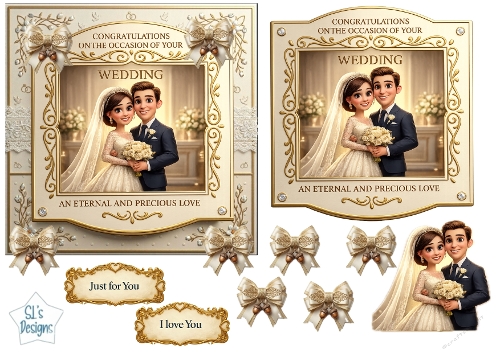 Wedding Couple Luxury Gold Frame Card Topper – Elegant Bride & Groom Design for Marriage Celebrations