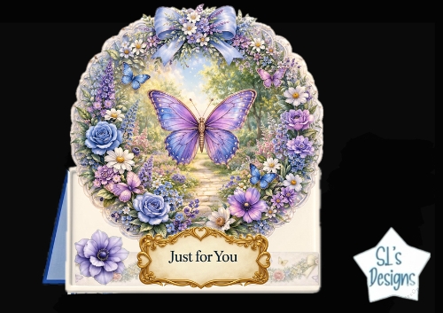 Purple Butterfly Garden Frame Topper – Floral Wreath & Just for You Printable