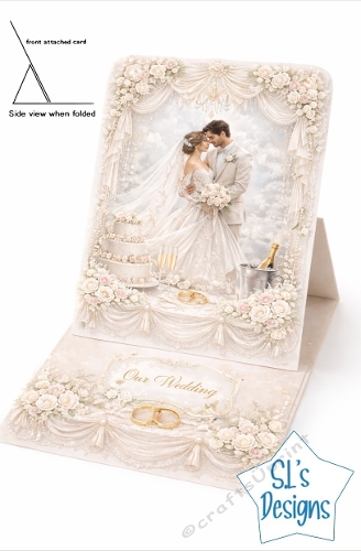 Our Wedding Pop‑Up Card Kit – Bride & Groom Under Floral Arch – Elegant Standing Wedding Printable