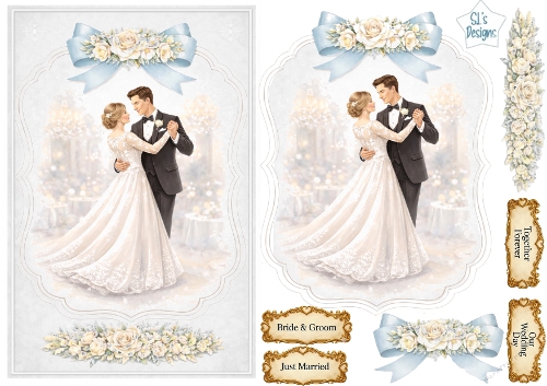Luxury Wedding Dance Card Topper • Romantic Bride & Groom • Elegant Pastel Printable Sheet