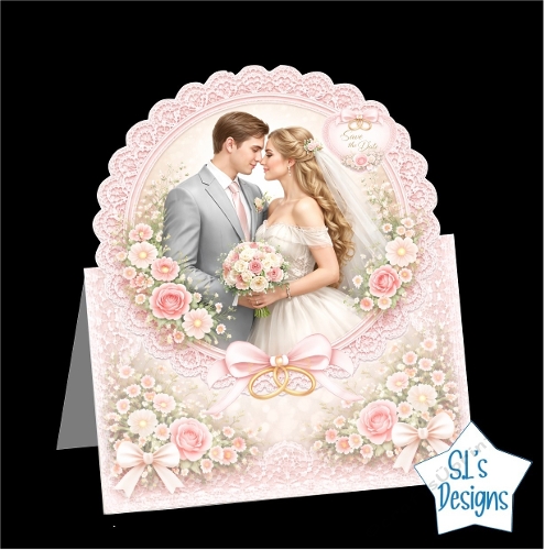 Wedding Card – Bride & Groom with Pastel Roses – Elegant Romantic Printable