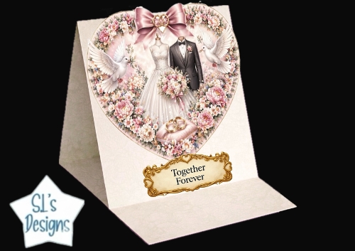 Wedding Dress & Suit Floral Heart Topper with Doves – Together Forever