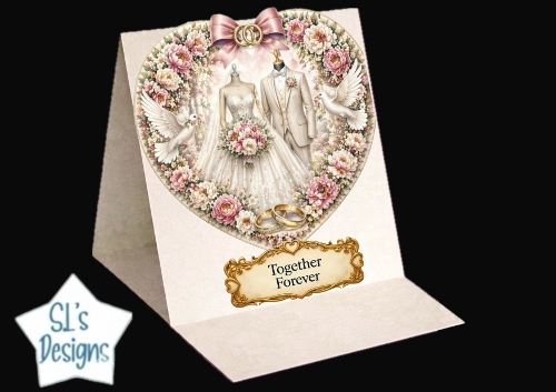 Wedding Dress & Suit Floral Heart Topper with Doves – Together Forever 2