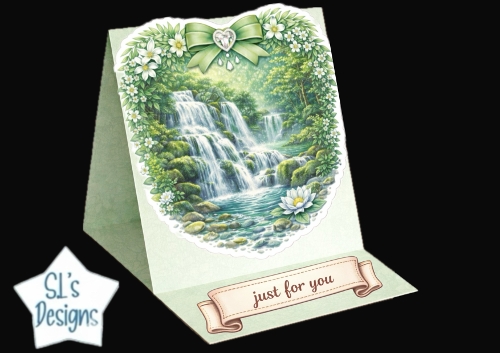Serene Waterfall & Lotus Floral Heart Nature Topper 
