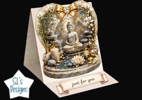 Luxury Zen Buddha & Marble Gold Spa Heart Topper – Just For You 3