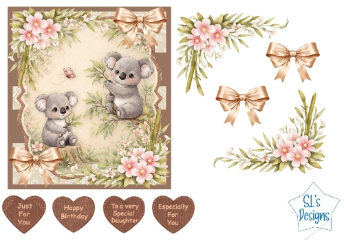 Cute Koalas Card Kit – Woodland Flowers, Butterfly & Heart Tags – Adorable All‑Occasion Printable