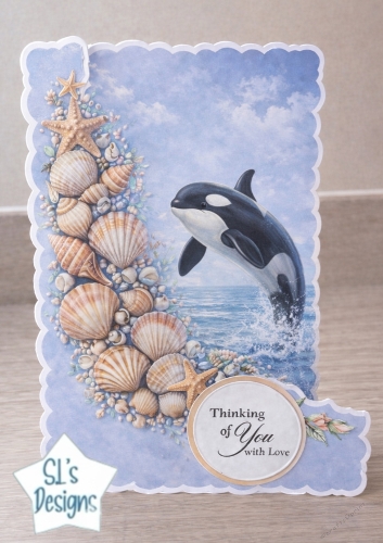 Thinking of You Orca Card Topper – Ocean Scene with Sentiment Panel