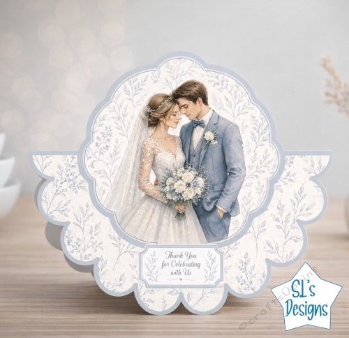 Elegant Wedding  Card Front with Bride and Groom Illustration