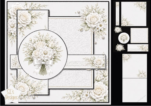 Elegant Ivory Rose & Dahlia Lace Card Topper