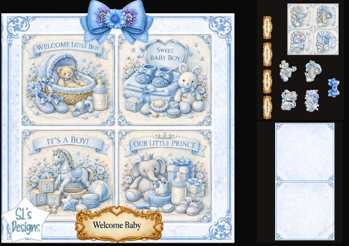 Baby Boy Topper Set – Welcome Little Prince & Sweet Blue Panels