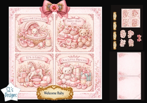 Baby Girl Topper Set – Welcome Little Princess & Sweet Pink Panels