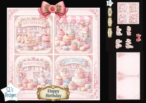 Patisserie Topper Set – Sweet Bakery Panels & Pastel Pink Treats